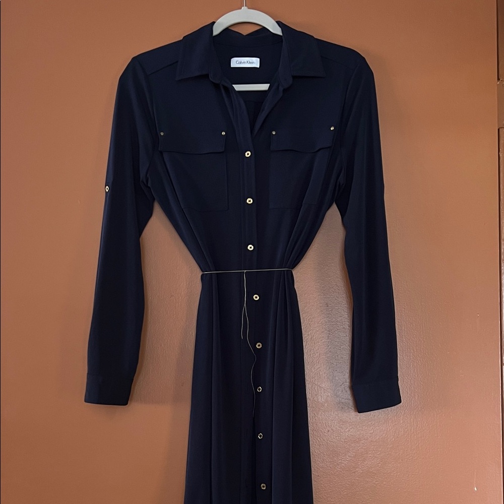 Calvin Klein Dark Blue Long Sleeve Dress